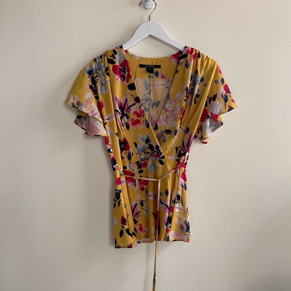 French Connection Low Cut Floral Blouse - Picture 2 of 6